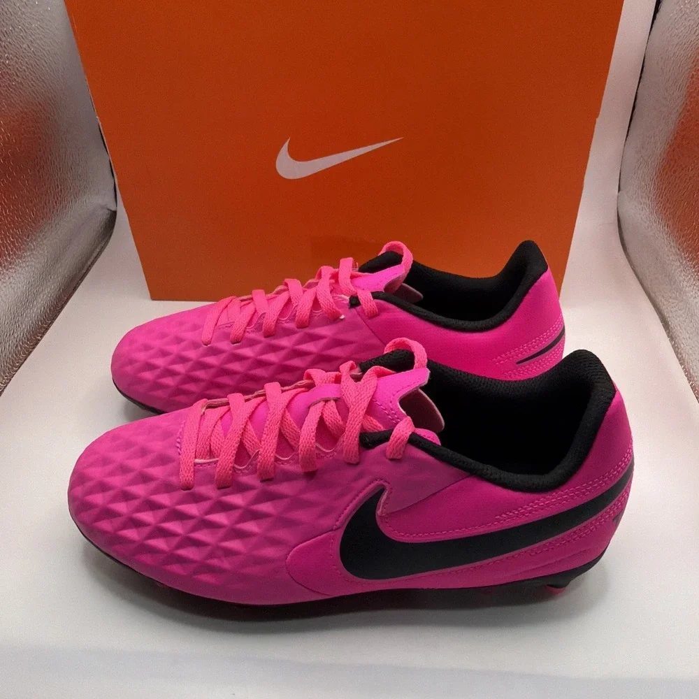 Nike Jr Legend Tiempo 8 Club FG/MG Youth Soccer Cleats. Pink Blast/Black Size 4Y
